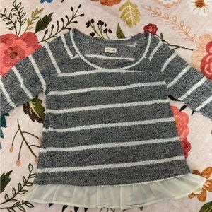 Maison Jules Gray and White Striped Kids Sweater